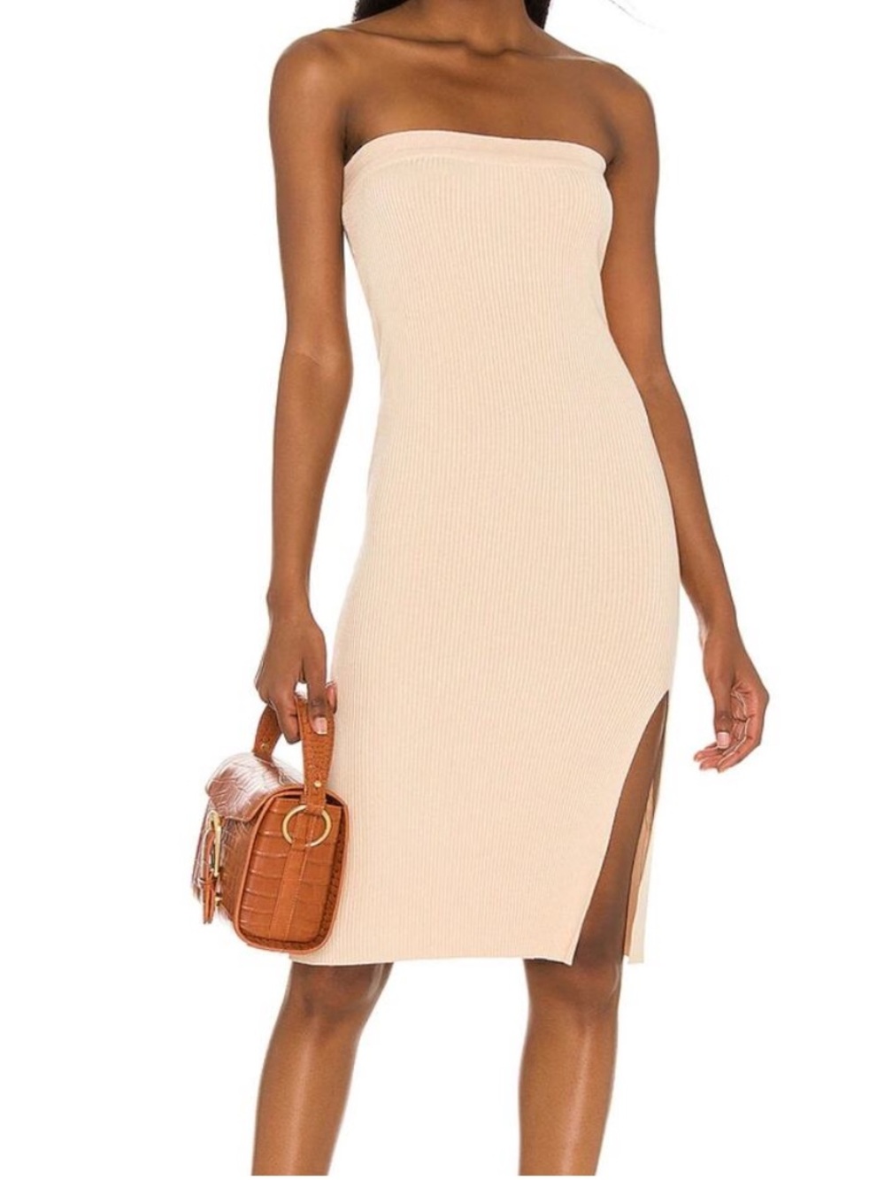 OW Collection Cream Midi Knit
Dress Bodycon Ribbed XS
